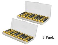 Whizzotech AA Battery Storage Case Battery Holder Organizer Box Holds 10 AA Batteries, 2 Pack