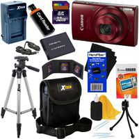 Canon PowerShot ELPH 190 is Wi-Fi Digital Camera with 10x Zoom & HD Video, Red (International Version) + Battery & AC/DC Charger + 10pc 32GB Deluxe Accessory Kit w/HeroFiber Cloth