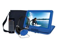 Ematic Portable DVD Player with 12-inch LCD Swivel Screen, Travel Bag, Headphones and Remote Control, Blue