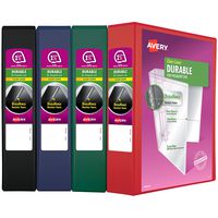 Avery 1.5" Durable View 3 Ring Binder, Slant Ring, Holds 8.5" x 11" Paper, 4 Binders (Assorted Colors) (17021)