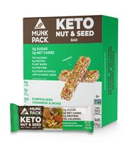 Munk Pack Pumpkin Seed Cinnamon Almond Keto Nut & Seed Bar with 0g Sugar, 2g Net Carbs | No Added Sugar | Vegan | Gluten Free, Soy Free | 12 Pack
