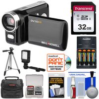 Bell & Howell DV200HD HD Video Camera Camcorder with Built-in Video Light with 32GB Card + Batteries & Charger + LED Light + Tripod + Kit