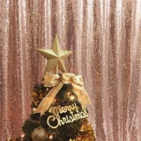 TRLYC 8Ftx8Ft Rose Gold Sequin Photo Booth Backdrop Sparkly Curtain for Wedding Party Decoration