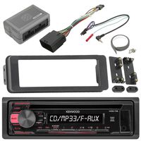Kenwood KDC118 Radio AUX CD Player Receiver Bundle Combo With Scosche Adapter Dash Install Kit for Radio + Handle Bar Control Module - Fits 1998 2013 Harley Touring Motorcycle Bikes