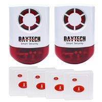 Daytech Wireless Strobe Siren Alarm Home Caring Loud Outdoor SOS Alert System 2 Red Flashing Siren and 4 Emergency Button for Store Home Hotel Jewelry Shop Security & Fire Alarm