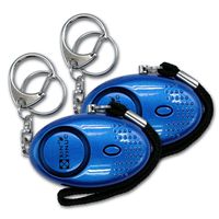 Xinyinuo 2 Pack Blue UV Coated Mini Loud Personal Staff Panic Rape Attack Safety Security keyring keychain Alarm with Torch 140DB (blue)