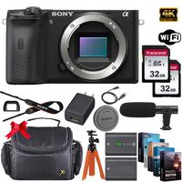 Sony Alpha a6600 Mirrorless Digital Camera 24.2MP 4K (Body Only) + 2 x 32GB Memory Cards, Sturdy Equipment Carrying Case, Spider Tripod, Software Kit and More