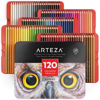 ARTEZA Colored Pencils, Professional Set of 120 Colors, Soft Wax-Based Cores, Ideal for Drawing Art, Sketching, Shading & Coloring, Vibrant Artist Pencils for Beginners & Pro Artists in Tin Box