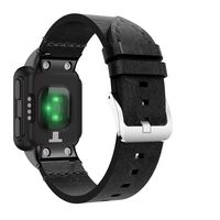 GELISHI Leather Watch Band Compatible with Garmin Forerunner 35 Watch, Top Leather Replacement Watch Strap with Stainless Metal Clasp for Garmin Forerunner 35 Watch - Black (No Tracker)