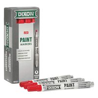 DIXON Industrial Paint Markers, Medium Tip, Box of 12 Markers, Red (80221)