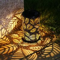 TAKE ME Solar Lantern Lights Outdoor,Garden Hanging Lights Metal Leaf Pattern Lights Lamp for Patio,Outside or Table (Leaf.)