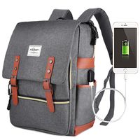 Puersit Vintage Laptop Backpack, Canvas College Backpack School Bag Fit for 15 Inch Laptop for Daily Use Teacher Students Travel