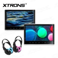 XTRONS 2 x 11.6 Inch 1 Pair Touch Panel Full HD Display 1080P Video Car Active Headrest Mounted DVD Player Games AV in/Out HDMI Children IR Headphones(Blue&Pink)
