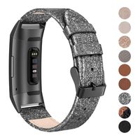 SWEES Leather Bands Compatible for Charge 3 & Charge 3 SE Fitness Tracker, Genuine Leather Band Strap Wristband Replacement for Women Men Small Large, Black, Rose Gold, Beige, Brown, Grey, Tan