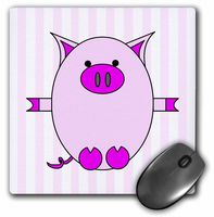 3dRose LLC 8 x 8 x 0.25 Inches Piggy Power Purple Stripes Mouse Pad (mp_6370_1)