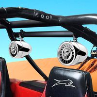 GoHawk AS5-X Gen.2 All-in-One 600W Built-in Amplifier 5" Full Range Waterproof Bluetooth ATV RZR UTV Stereo Speakers Audio Amp System, 1-1.5" Bar Yamaha Polaris 4 Wheeler Can-Am (AS5-X Chrome)