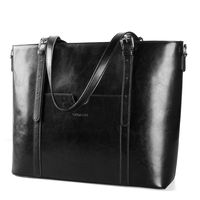 Women 15.6" Laptop Genuine Leather Shoulder Bag Work Handbag Satchel Carry-on Tote Bag in Trolley Handle by Enmain