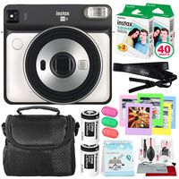 Fujifilm instax Square SQ6 Instant Film Camera (Pearl White) + 40 Sheet Square Instant Film + Case + Deluxe Bundle (USA Warrantty)