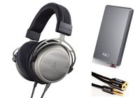 Astell&Kern AK T5P Semi-Open Headphones by Beyerdynamic with 3.5mm Stereo Splitter Cable & FiiO A5 (E12) Portable Headphone Amp