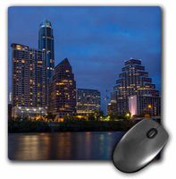 3dRose City skyline reflect into Lady Bird Lake in Austin, Texas, USA - Mouse Pad, 8 by 8 inches (mp_190081_1)