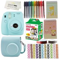 Fujifilm Instax Mini 9 Camera Bundle. Mini 9 Instant Camera + Case + Fujifilm Instax Mini 9 Films (20)+ 10 Colored Pens +2 Mini Photo Albums +13 Rolls Decorative Ribbons (Ice Blue)