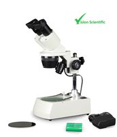 Vision Scientific VMS0002-RC-24 Binocular Stereo Microscope, 2X and 4X Objective, 10x WF Eyepieces, 20x - 40x Magnification, Top and Bottom LED Illumination, 110V / Rechargeable