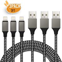 iPhone Charger Cable, 3Pack 3ft Lightning Cable iPhone X Charger Nylon Braided Charging Syncing Cord Compatible iPhone XR XS XSMax X 8 8 Plus 7 7 Plus 6 6s Plus SE iPad iPod