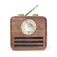 Retro Speaker Radios, Wireless Bluetooth Speaker with Wood FM/WB NOAA Weather Radio, Natural Walnut Material, Loud Clear Sound for Home, Office, Travel