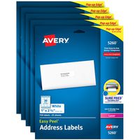 Avery Address Labels with Sure Feed for Laser Printers, 1" x 2-5/8", 3,750 Labels - Great for FBA Labels (5 Packs 5260)