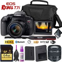 Canon EOS Rebel T7i DSLR Camera with 18-55mm Lens + 64GB Memory Card Combo