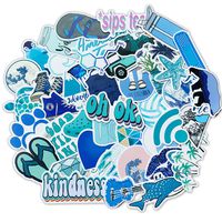 VSCO Stickers for Water Bottles, 50 pcs Blue Waterproof Stickers, Hydro Flask Water Bottles, Laptop, Phone, Luggage, Skateboard, Guitar, Cute Vinyl Trendy Aesthetic Stickers for Teens, Girls, Kids