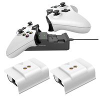 Smatree Rechargeable Battery (2 Pack) Compatible for Xbox One/Xbox One X/Xbox One S/ Xbox One Elite Wireless Controller with Dual Charging Station High Speed Docking White