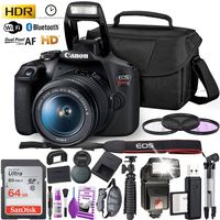 Canon Rebel T7 DSLR Camera with 18-55mm Lens and 64GB Ultra Speed Memory Card, Case, Cleaning Kit, Flash, and More Fully Loaded Bundle