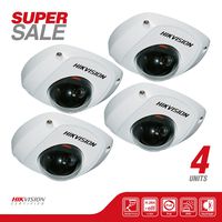 NEW! 4 Hikvision DS-2CD2510F Mini Dome Network Surveillance HD Camera 1.3 MP 1280X960, 4mm Lens, Poe, Vandal Proof, IP66 Weatherproof, H.264/MJPEG, Day/Night Auto Switch, Micro SD/SDHC/SDXC Card Slot