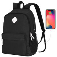 ShareKind Canvas Bookbag Casual Daypack Laptop Backpack for 14 Inch(Black)