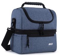 MIER Adult Lunch Box Insulated Lunch Bag Large Cooler Tote Bag for Men, Women, Double Deck Cooler (Bluesteel, Large)