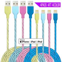 IDiSON 4Pack Apple MFi Certified iPhone Lightning Cable Braided Nylon Fast Charger Cable Compatible iPhone 11 Pro X XR XS MAX 8 Plus 7 6s 5s 5c Air iPad Mini iPod (Yellow Blue Orange Green)