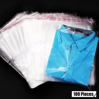 Hotop 100 Pieces Clear Apparel Bags Self Seal Plastic Bags Adhesive Bags for T-Shirt and Clothes, 8.7 x 12.6 Inches