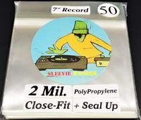 50 2mil Close Fit + Seal Up Outer Sleeves for 7" 45rpm Vinyl Records 7 3/8" 7.375 Seven Inch 45s Clear Plastic (+1 Free dj Magnet)