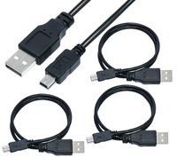 SaiTech IT 3 Pack USB 2.0 A to Mini 5 pin B Cable for External HDDS/Camera/Card Readers -Black -50cm(1.5 feet)