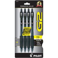 PILOT G2 Premium Refillable & Retractable Rolling Ball Gel Pens, Fine Point, Black Ink, 4-Pack (31057)