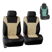FH Group FB068102 Premium 3D Air Mesh Seat Covers Pair Set (Airbag Compatible) w. Gift, Beige/Black Color- Fit Most Car, Truck, SUV, or Van