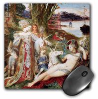 3dRose 8 x 8 x 0.25 Inches Mouse Pad, The Unicorns by Gustave Moreau (mp_129821_1)
