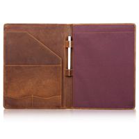 Jack&Chris Genuine Leather Portfolio A4 Document Folder Padfolio Folder Portfolio Organizer Resume Portfolio Binder for Men&Women,JC1823 (Light Brown)