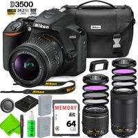 Nikon D3500 DSLR Camera with 18-55mm Lens and 70-300mm Lens Bundle