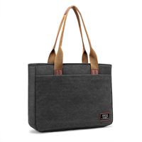 Wxnow Canva Laptop Bag for Women Computer Bag Laptop Purse Work Bag Tote Teacher Bag (B-Black)