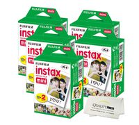 Fujifilm INSTAX Mini Instant Film (White) For Fujifilm Mini 8 & Mini 9 Cameras w/ Microfiber Cloth by Quality Photo (100 Film Sheets)