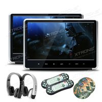 XTRONS Silver 2X 11.6 Inch Pair HD Digital Touch Panel Car Auto Headrest Active DVD Player Kid Games Built-in HDMI Port New Version Headphones Included(Black&White)