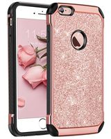 BENTOBEN iPhone 6 Case, iPhone 6S Case, Glitter 2 in 1 Slim Dual Layer Hybrid Hard Cover Sparkly Shiny Soft Rubber Rugged Shockproof Protective Phone Case for iPhone 6/iPhone 6S (4.7 inch), Rose Gold