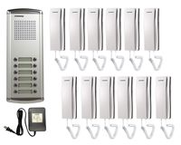 Commax 12-Apartment Building Audio Intercom Set: 12-Button Lobby Unit, 12 room units DP-SS and Power Supply
